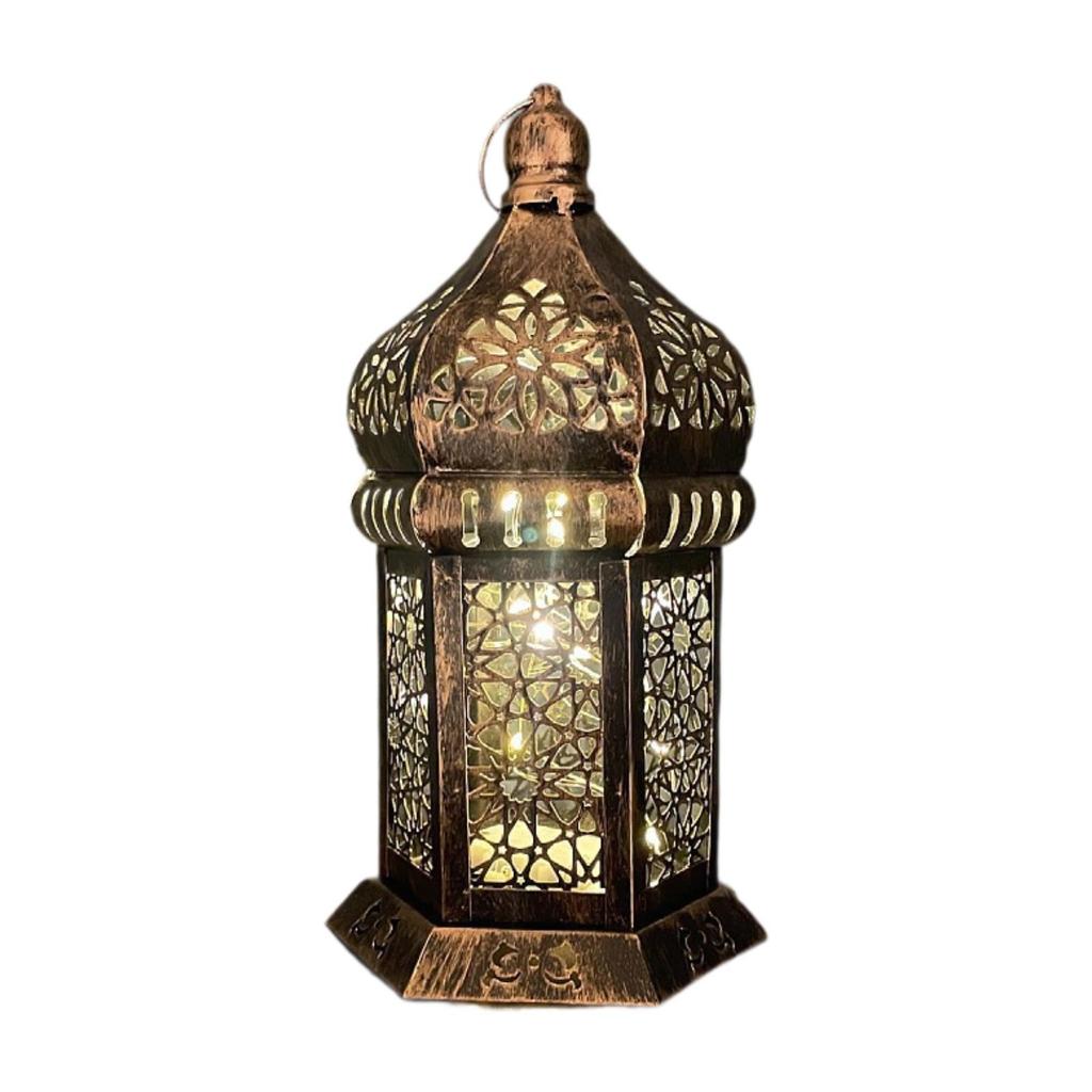 Metal Decorative Hanging Lantern Retro Night Light for Garden Porch Festival