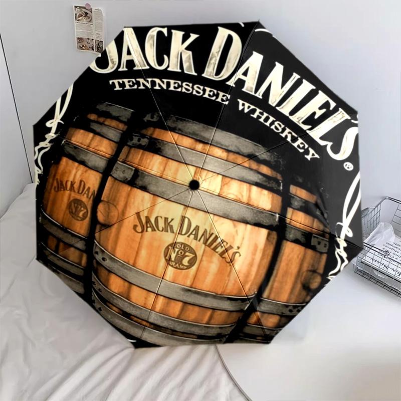 Parapluie Automatique Jack Daniel's Tennessee Whiskey - Parapluie Portable Adapté au Voyage en Plein Air Cadeau d'Anniversaire Indispensable Quotidien