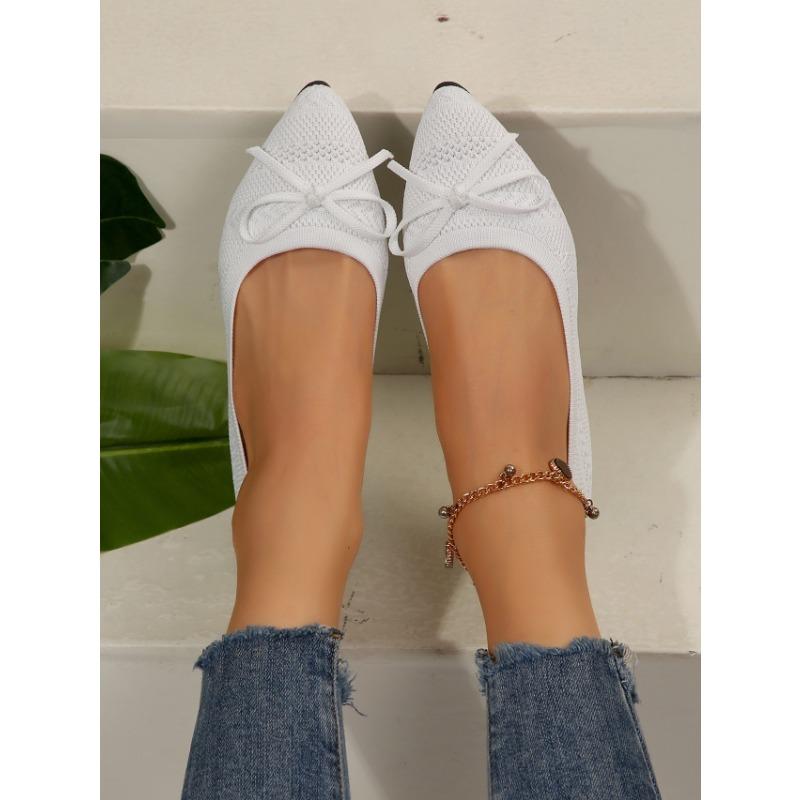 Single Shoes Women's New Doudou Shoes Women's Knitted Flats Shallow Mouth Flying Knitting Shoes Large Size Women's Shoes