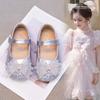New Spring and Autumn Princess Shoes for Girls, Featuring a Bow and Crystal Embellishments, with a Soft Sole and Leather upper36Children's