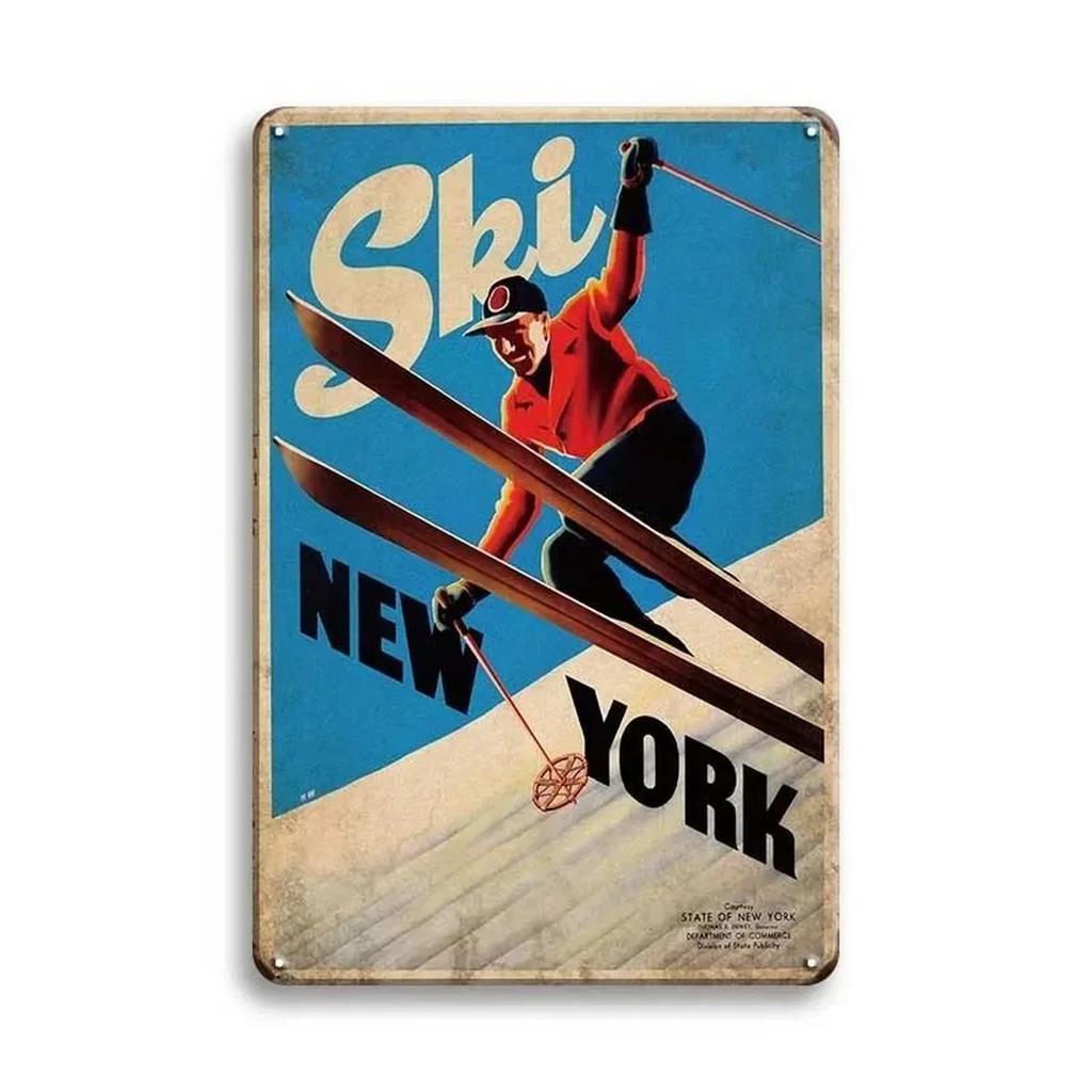 HD Tin Sign Vintage Sports Football Ski Retro Metal Tin Sign for Home Wall Decor