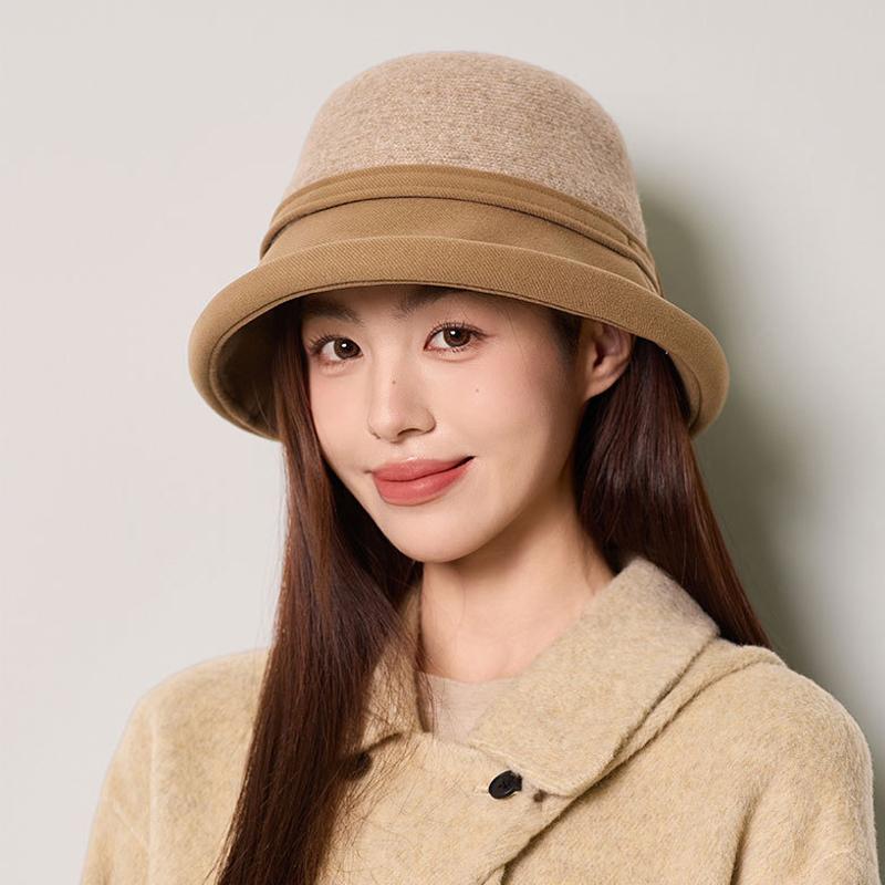 Fisherman Hat Women's Autumn Winter Wool Stitching Warm Hat