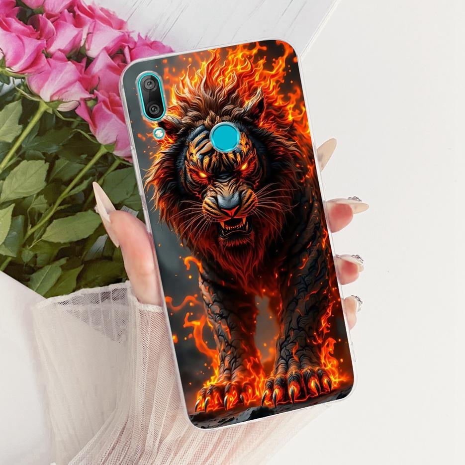 For Huawei Y7 Prime 2019 Case DUB-LX3 Cute Lion Fashion Painted Cover Soft Slim Phone Case For Huawei Y7 Pro 2019 Y 7 2019 Shell