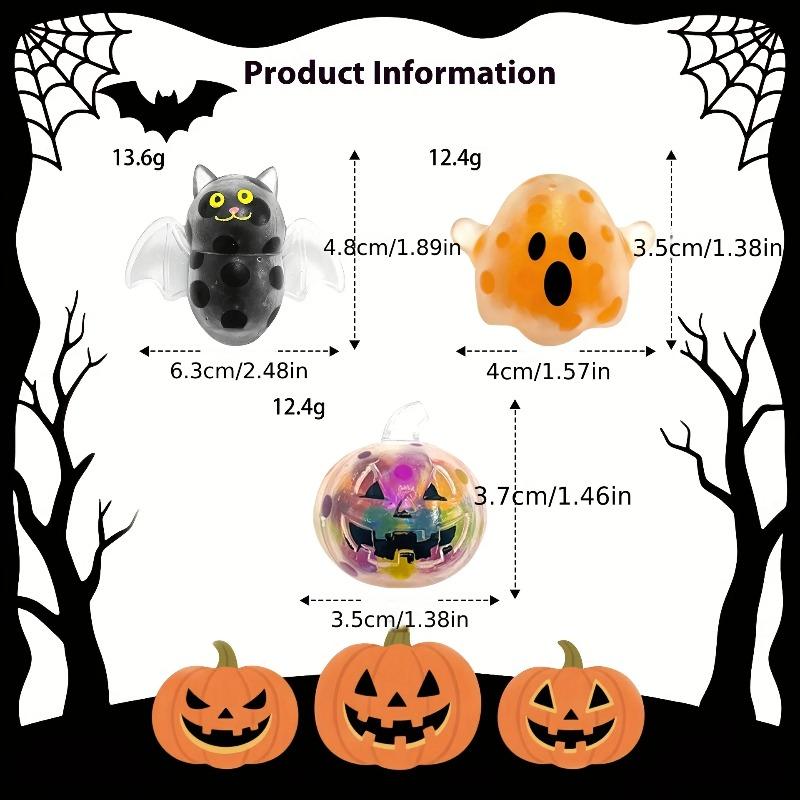 1PC Halloween Bead Filled Squishy Toys Pumpkin Ghost Bat Squeeze Stress Relief Sensory Fidget Ball for Kids Party Favor Gift