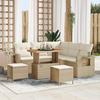 vidaXL 8-Piece Garden Sofa Set with Beige Cushions Polyrattan Acacia 3361746