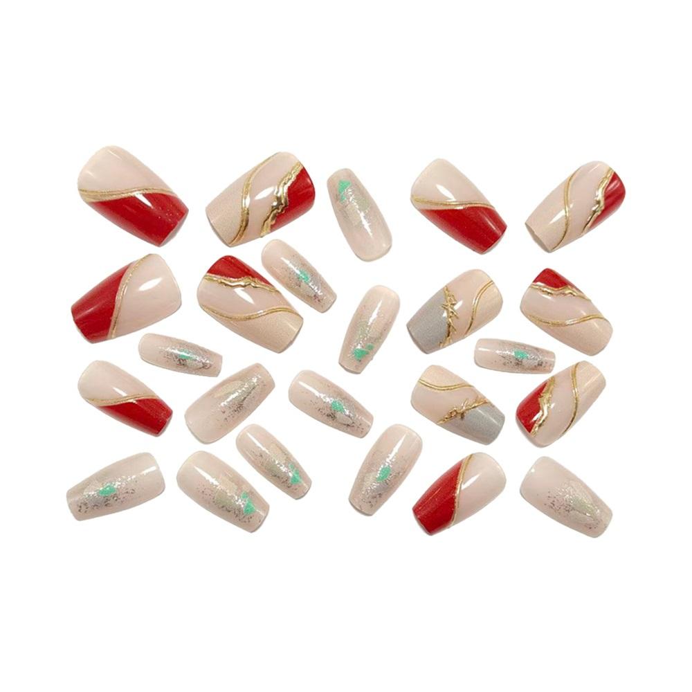 Wearable Nails Three-dimensional Gilded Nail Art Tablets 24 Removable Wearable Nails