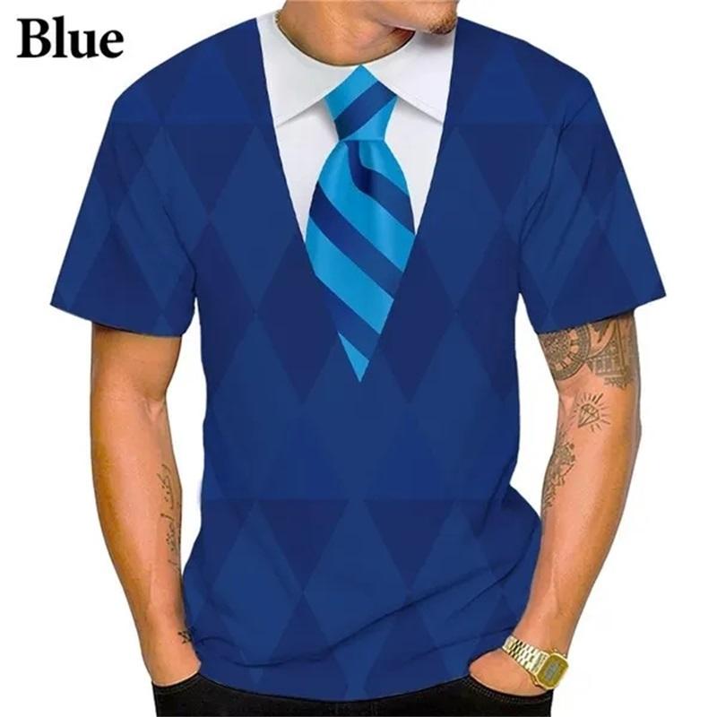 

Мужская модная забавная футболка с имитацией костюма, 3D-принтованный смокинг с галстуком-бабочкой, графическая футболка, повседневная футболка с коротким рукавом для мужчин 4XL