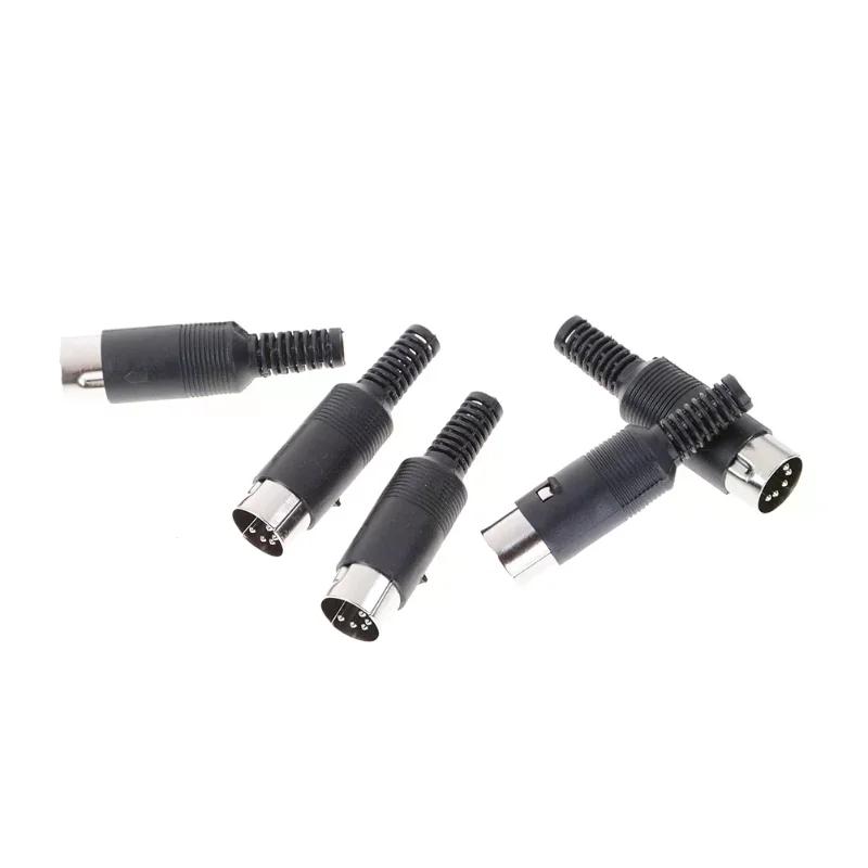 5Pcs DIN Male Plug 5 Pin Connector With Plastic Handle Adapters Cables DIN Male Plug Cable Connector