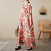 Real Shot Summer Thin V-neck Cotton and Linen Large Size Loose Medium and Long Literary Holiday Style Beach Dress Women