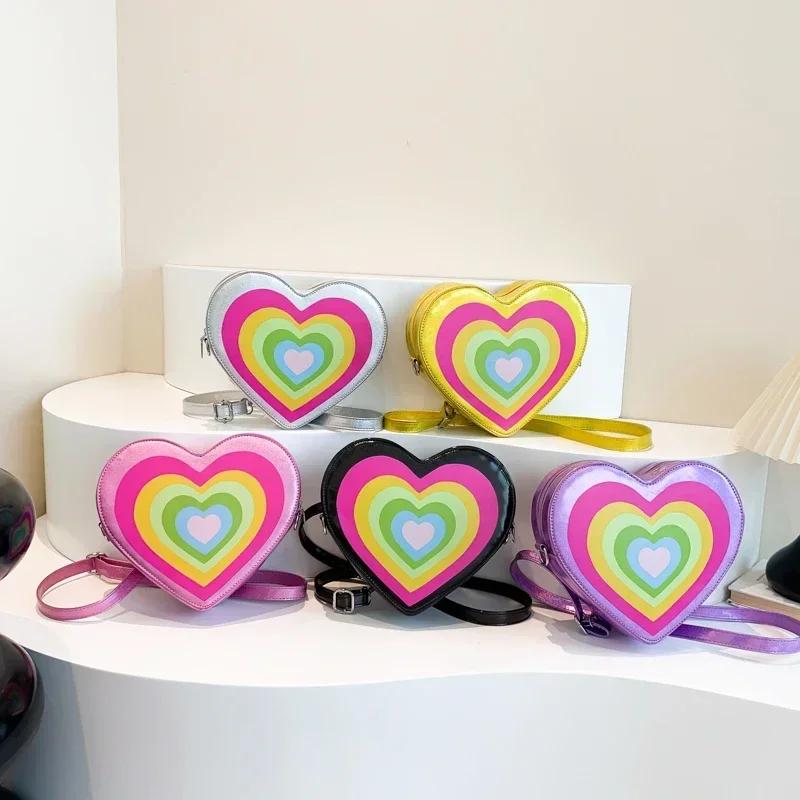 Sweet rainbow love women's bag new western style crossbody dual use shoulder bag