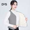 Wintermantel für Damen, Lagenlook, dünn, gepolstert, Knopfverschluss, V-Ausschnitt, ärmellos, einfarbig, winddicht, wärmespeichernd, Outdoor-Daunenmantel