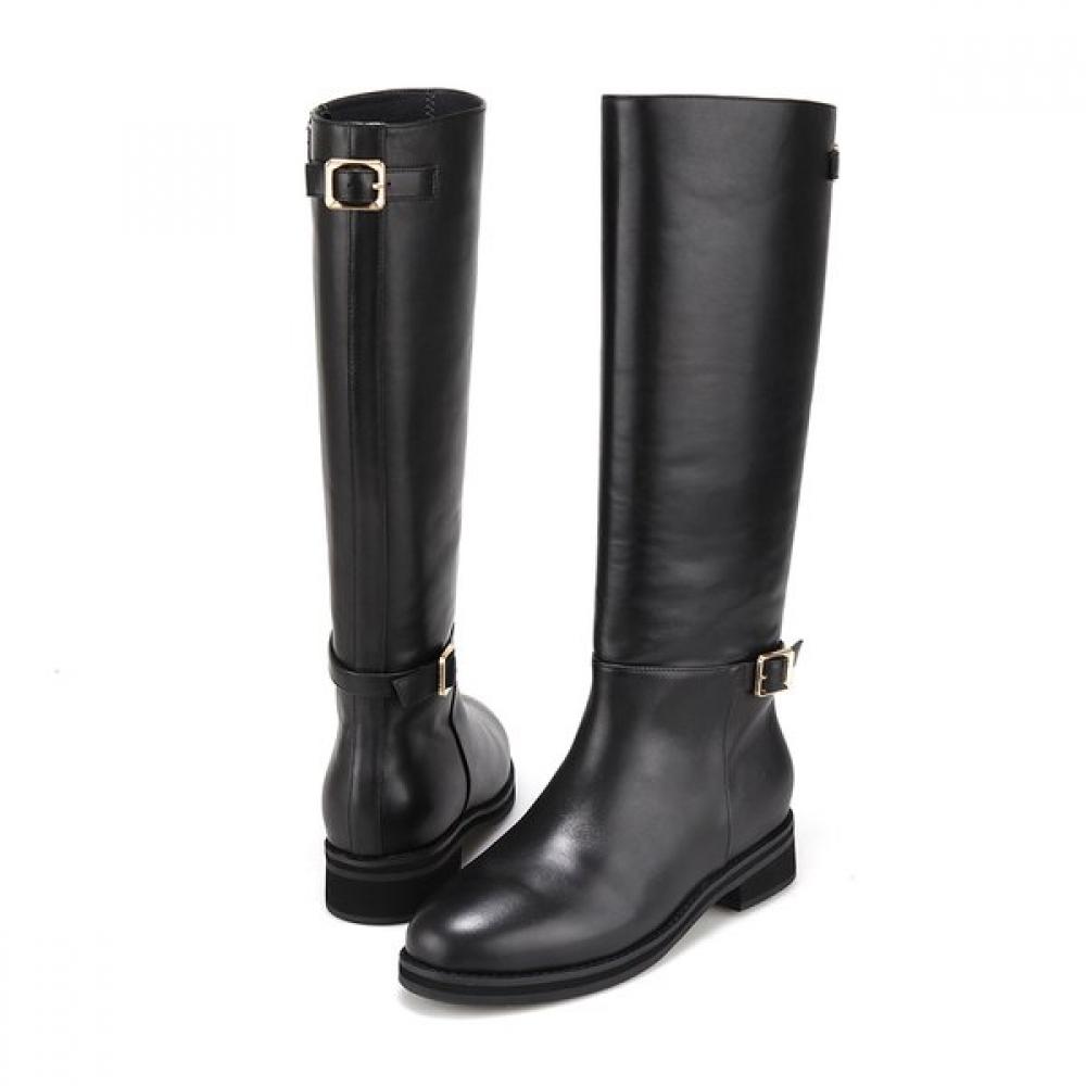 Barbara Leather Daily Trendy Riding Long Boots Black Bbi850bk