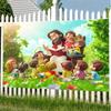 1 cartoon banner with a background of Jesus and children - a bright 2D polyester religious party decoration, studio prop
