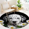 Flowers and dogs Round Area Rug,Carpet Rug for Living Room Bedroom Sofa Playroom Decor,Non-slip Floor Mat