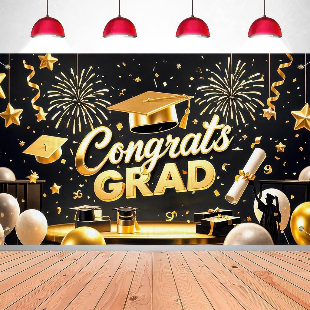 Graduation Banner Backdrop 2025 Graduation Party Decorations Congratulations Graduate Banner 71x43 Inches Outdoor Decor Yard Signs for Celebration