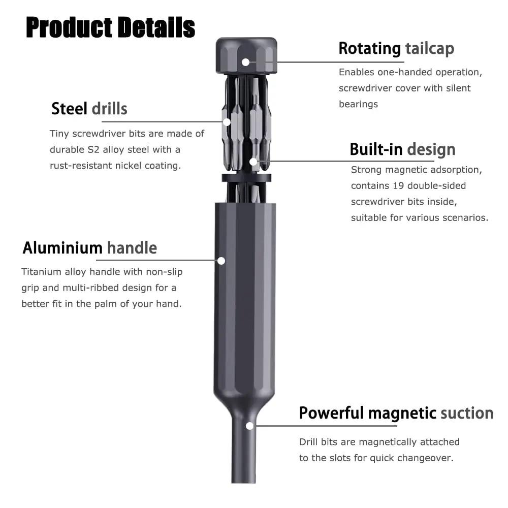 39 in 1Precision Screwdriver Set Pen Shape Manual Repair Tool with 38 Magnetic Tough S2 Alloy Steel Bits for iPhone PC Watch DIY