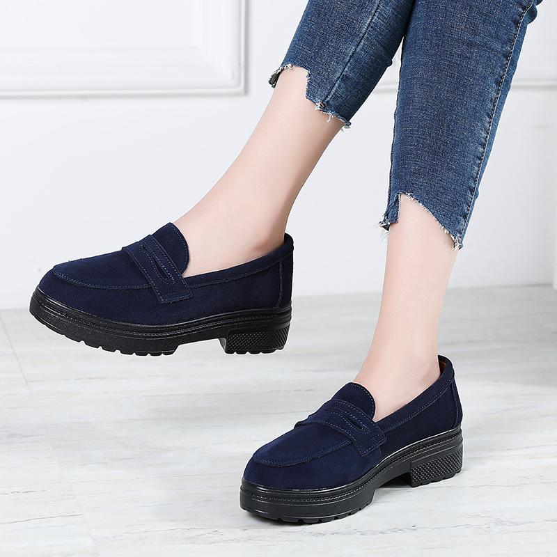

Женские лоферы без шнуровки на платформе, повседневные элегантные замшевые туфли, женские туфли на толстой подошве, увеличивающие рост, большие размеры 35