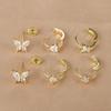 3Piece Stainless Steel Huggie Minimal Butterfly Hoop Earrings Little Cubic Zirconia Heart Cartilage Earrings Piercing Jewelry