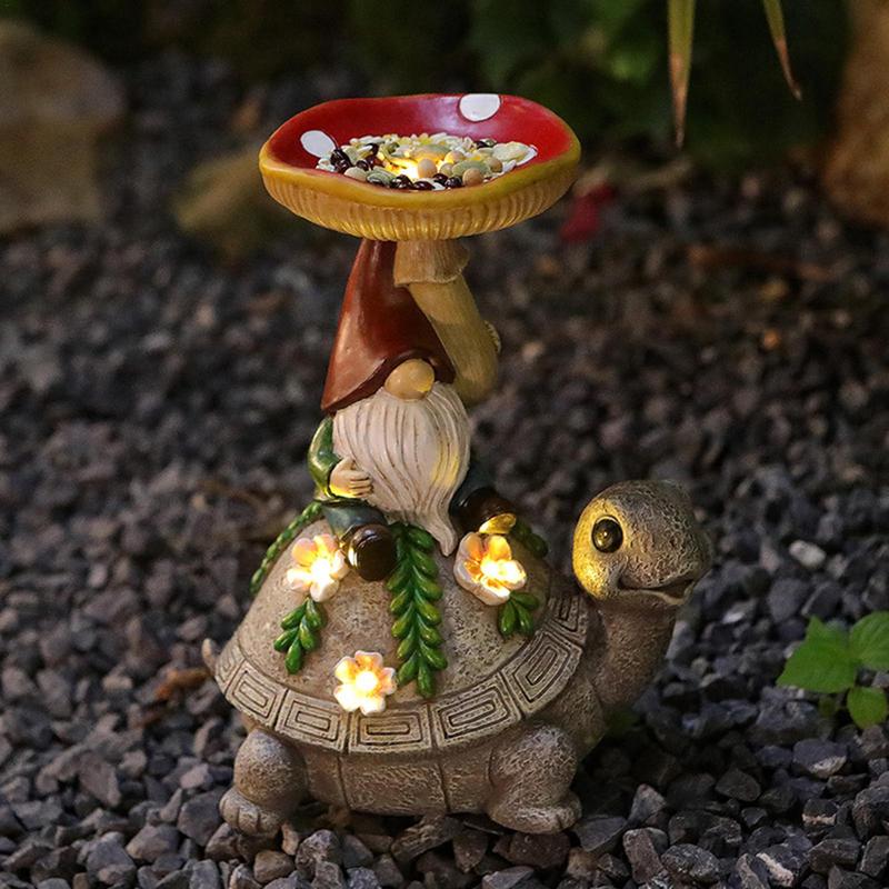 Roztomilá solární želví lampa zahradní trpaslík krmítko pro ptáky 300 mA pryskyřice Kreativní sukulentní želva na nádvoří pro rodinná setkání