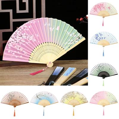 Pattern Elegent Handheld Fan Chinese Style Painting Dance Performance Props Bamboo Folding Fan