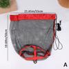 Portable Fishing Landing Net with Drawstring-Folding Thickened Small Grid Mesh Bag for Catch Collection Lightweight Fishing Gear