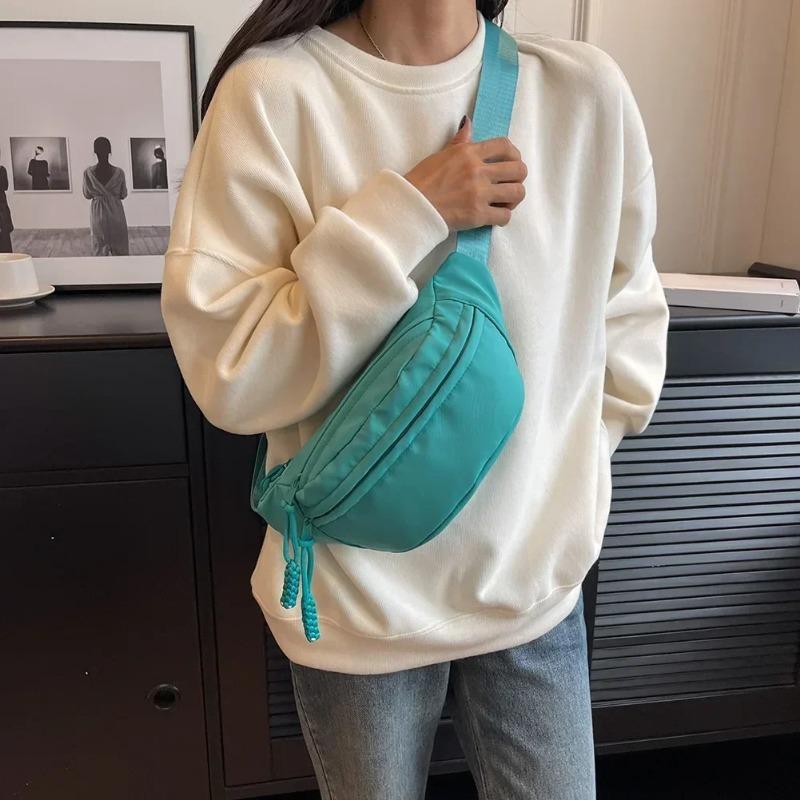 Canvas Running Waist Casual Fanny Packs Sport Chest Bag Banana Bag for Women Sling Crossbody Waist Pack Half Moon Belt Bag