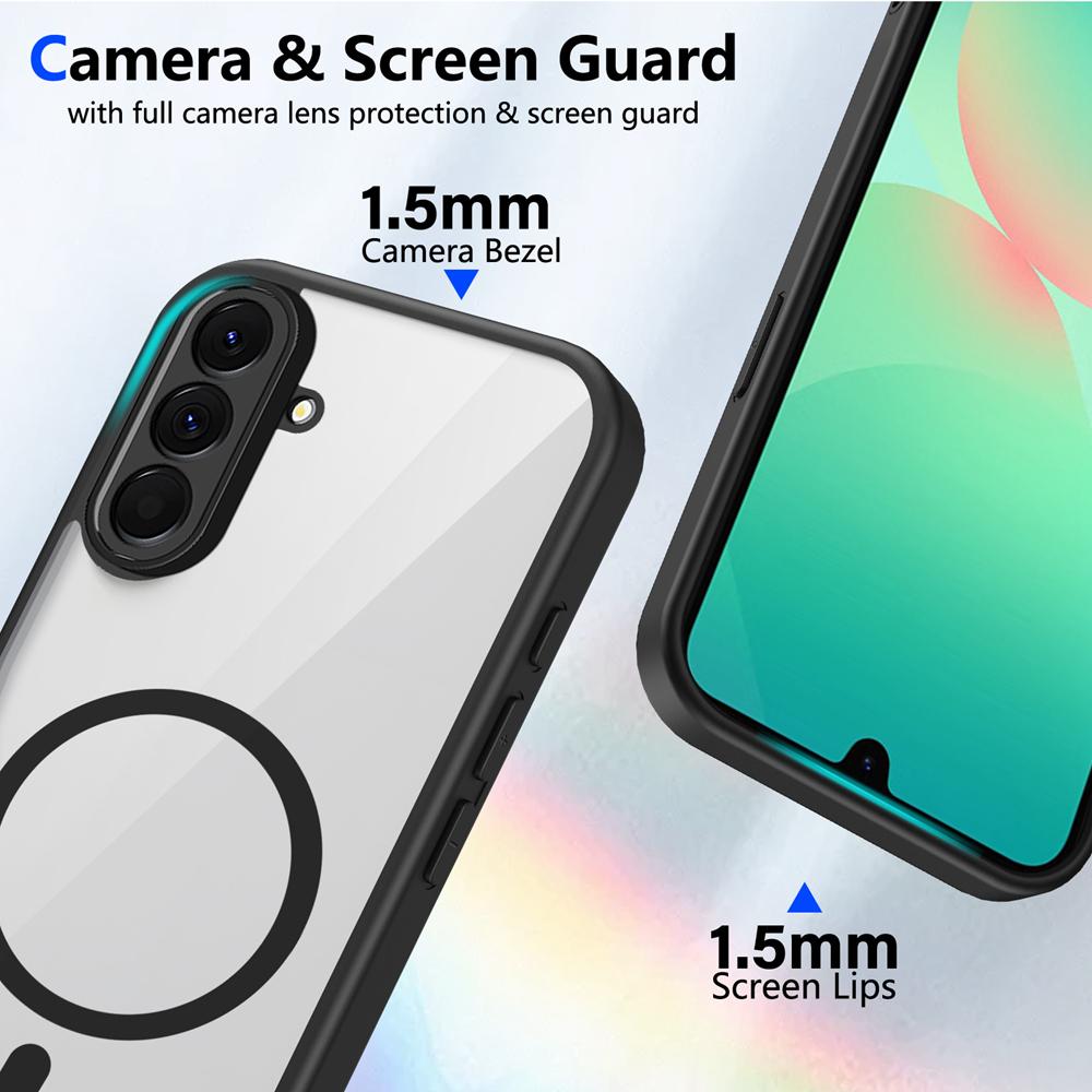 KEYSION Coque de téléphone magnétique transparente pour Samsung A57 5G A37 A27 5G Silicone+PC HD Transparente Housse antichoc pour Galaxy A17 4G 5G