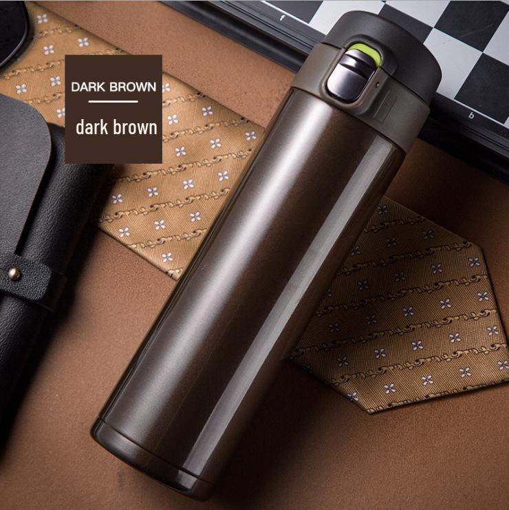 Double-Layer Vacuum Insulated 304 Stainless Steel Water Cup with Flip Lid - Portable & Thickened