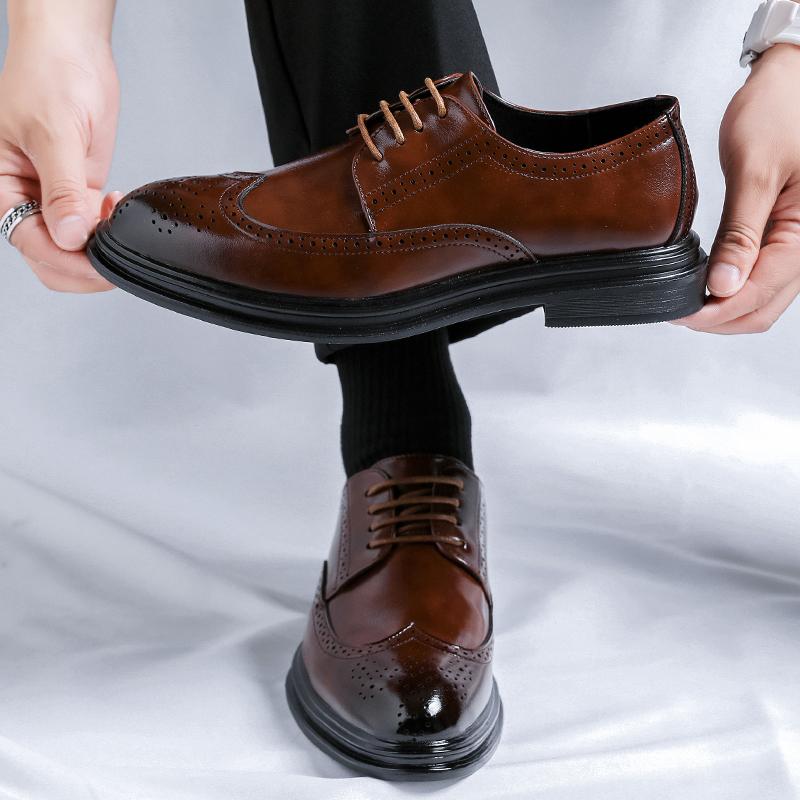 Módní pánské společenské boty na šněrování Módní společenské pánské boty Klasické kožené pánské oblekové boty Módní brogue společenské boty Pánské Oxfords