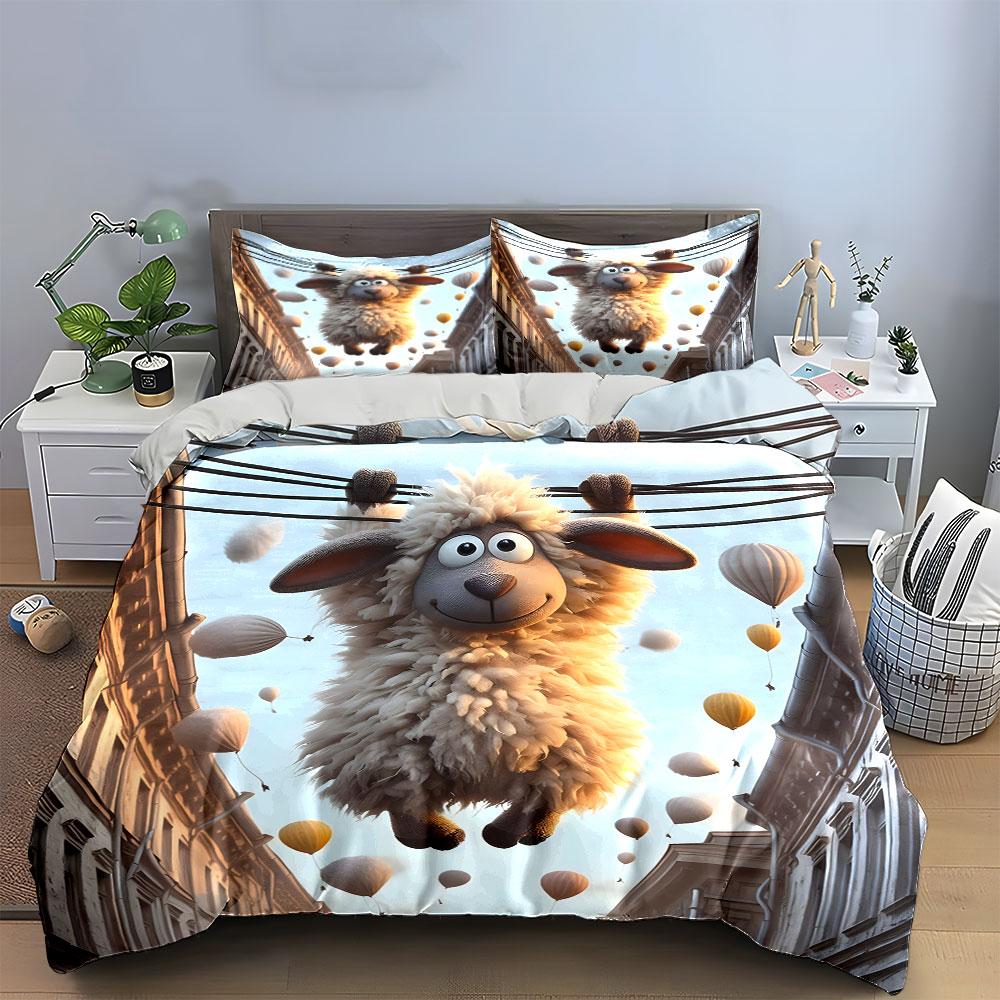 Fluffy sheep adventure dream Bedding sets Duvet covers Pillowcases(1* Duvet Cover 2* Pillowcases without duvet insert)