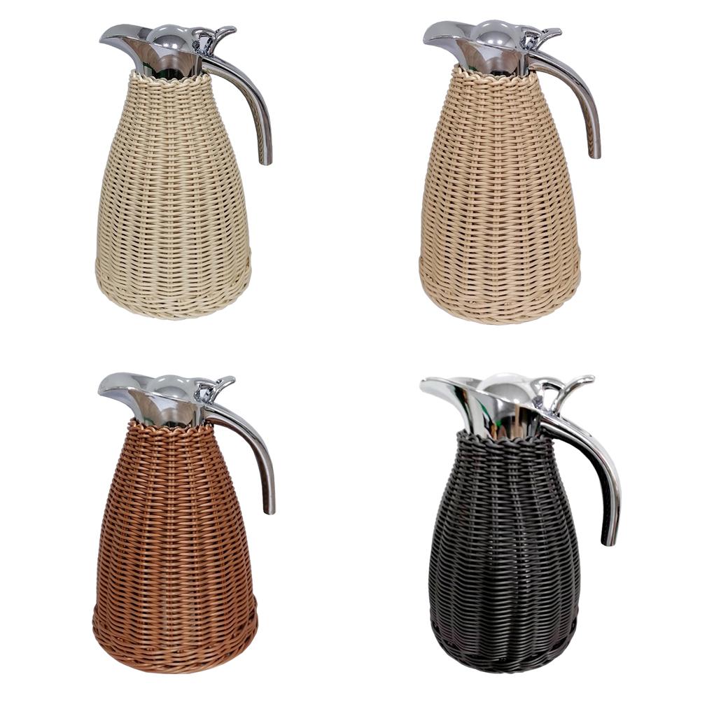 1.5L Stainless Steel Rattan Thermos Tea Carafe Coffee Thermal Carafe High-capacity Vintage Thermo Jug Hot Water Bottle Termo Pot