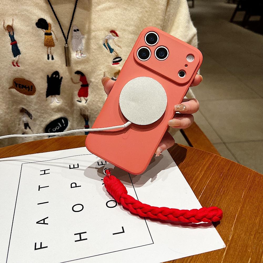 Matte for  Solid Color Lanyard Case for For Iphone 1 16 17 Pro Max 11 12 13 14 Wrist Strap Soft Liquid Silicone Cover