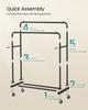 SONGMICS Clothes Rack, Garment Rack On Wheels, Coat Rack, 2 Lockable Wheels, Bedroom, Double Rods, Holds Up To 90 Kg, 46.5 X 110 X 155.5 Cm, Ink Black