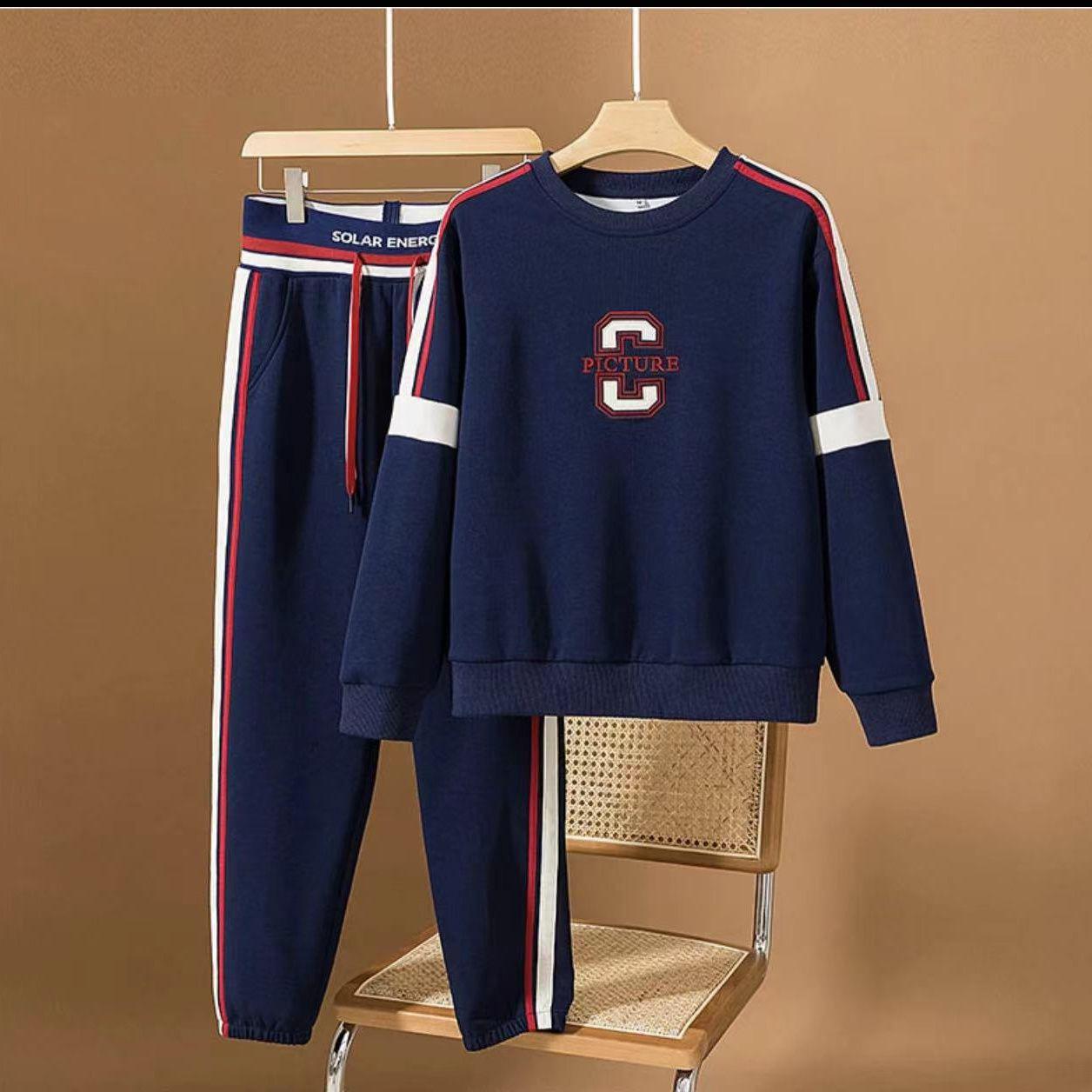 

Women s Casual Loose Hoodie Set: Spring/Autumn 2025 - New Fashion Plus Size Sportswear Two-Piece Hot Item 2XL for 60-65 kg синій