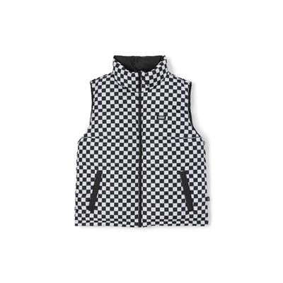 Reversible Fleece Color Block Checkered Down Vest Unisex Vests Black White VN00090TYB2