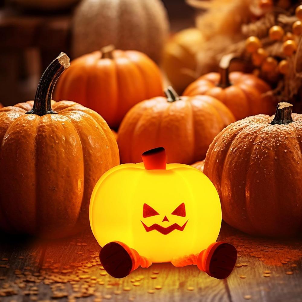 Pumpkin LED Lamp Silicone Dimmable Bedroom Nursery Nightlight Rechargeable Bedside Touch Lamp Woman Kids Office Desk Birthday Gifts Halloween Decor