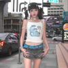 Y2k Estetika Košilka Japonské Harajuku Diamond Cami Tops Trashy Tílko z roku 2000 Vintage Grunge kamínky Tanktopy