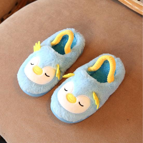 Kids Cartoon Bird Penguin Coral Velvet Soft Non Slip Slippers Home Warm Shoes