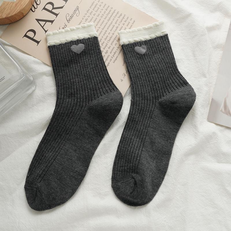 

Женские носки Bubble Mouth Love, хлопковые носки, впитывающие пот, дышащие, средние носки One size серый