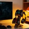 Solid Wood Display Holder Bracket For Game Accessories Featuring Sturdy Design And Extra Storage Compartment