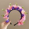 Adjustable Silk Flower Headband Beautiful Flower Hairband Accessory Lovely Flower Embellished Hair Decoration
