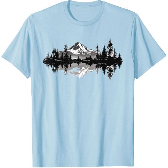 Mountain Landscape Reflection Forest Trees Outdoor Wildlife T-Shirt