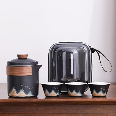 Grobe Keramik Yuanshan Kuaike Tasse Camping tragbar Outdoor Reise Tee-Set Verbrühschutz Teetasse hochwertiges Geschäfts-Souvenir