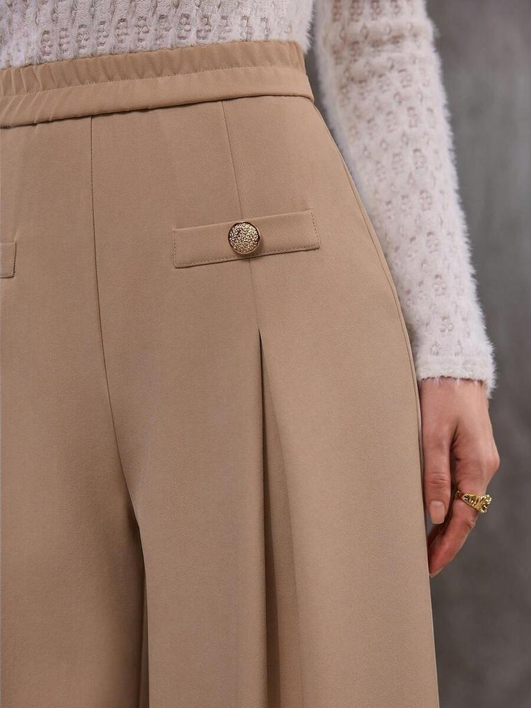 European High Waist Casual Wide-Leg Pants for Women - Elegant and Stylish