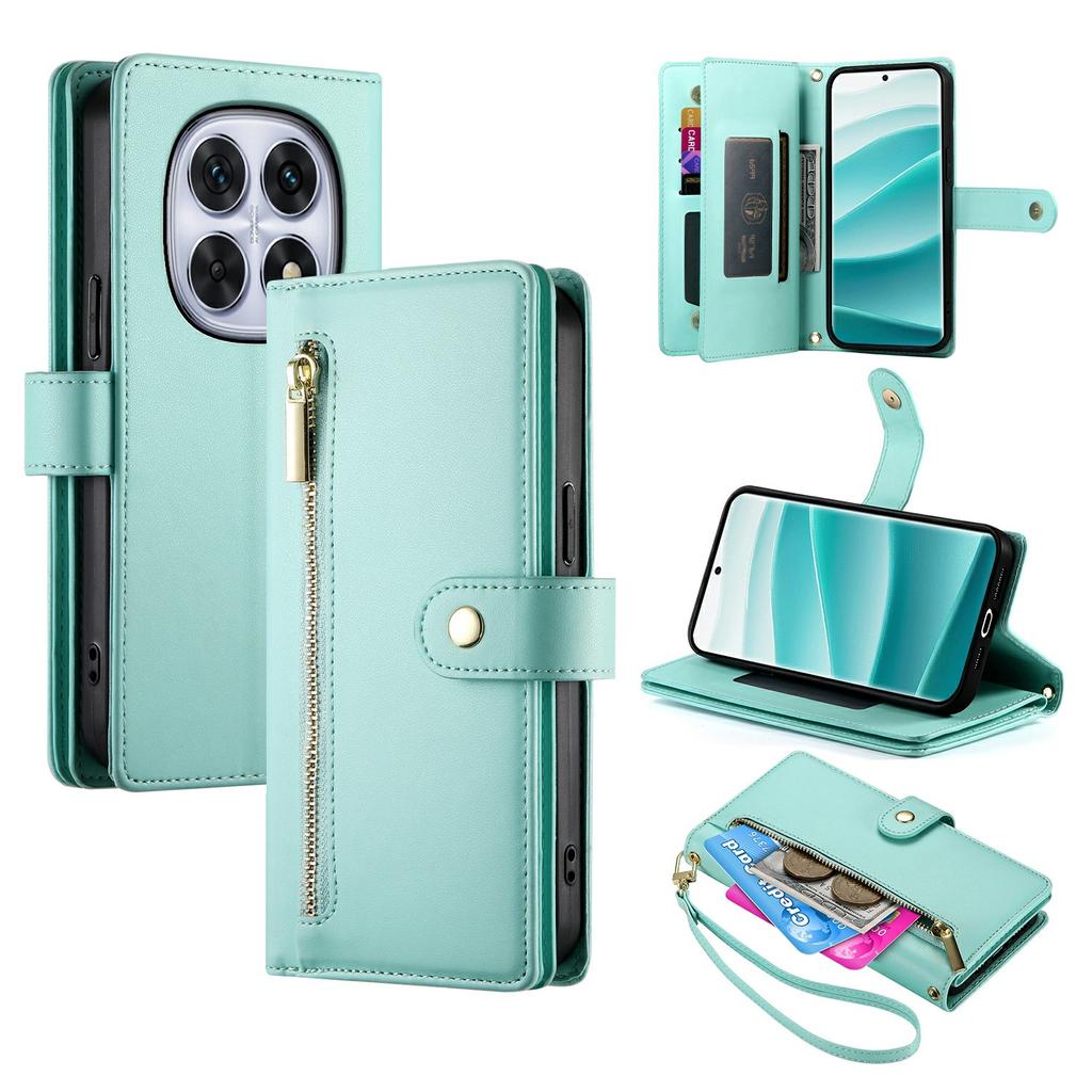 For Xiaomi Poco M8 5G/Redmi Note 15 5G (Global) Case Zipper Pocket Wallet Leather Phone Cover with Straps