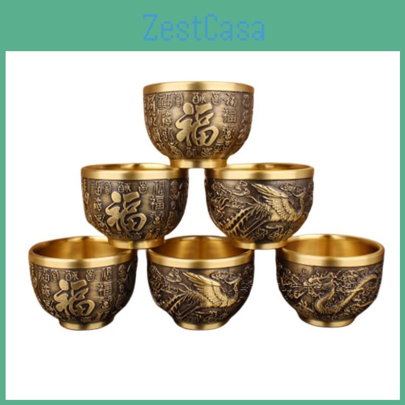 Brass Highgrade Phoenix Dragon Tea Wine Cup Chinese Style Multifunctional Pure Copper Cup For Home Or Office