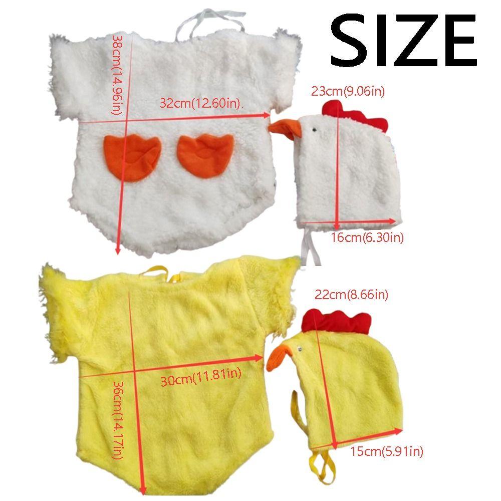 Creative Chicken Baby Photography Suit Furry Romper Bodysuit Hat Set Infant Studioshoot Outfits Cute Design Unisex Animals