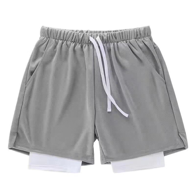 Men's Quick-Dry Breathable Two-in-One Fitness Shorts for Basketball & Running