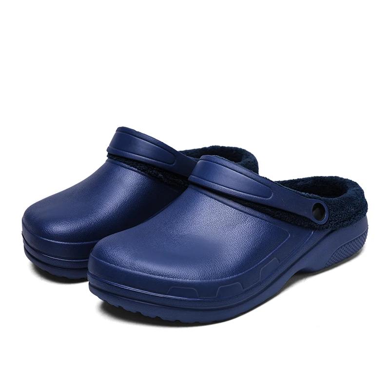 

Тапочки из ЭВА для дома, мужские зимние повседневные тапочки для мужчин, легкие, износостойкие, для пар, взрывной стиль 48 темно-синий