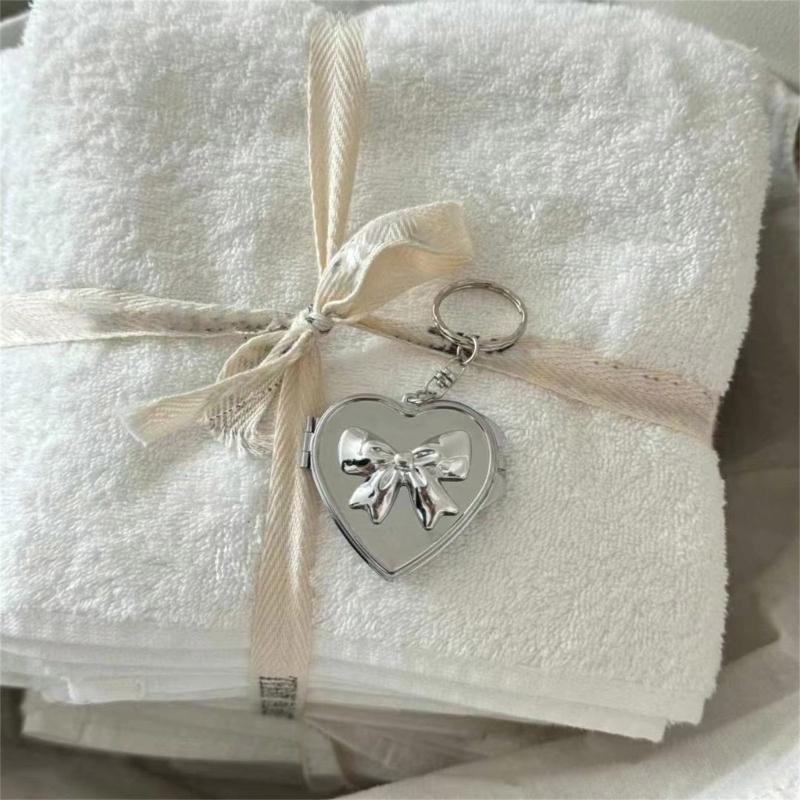 Lovely Bowknot Love Heart Charm Pendant Portable and Sturdy Acrylics Alloy Keychain Accessory for Fashionable Women